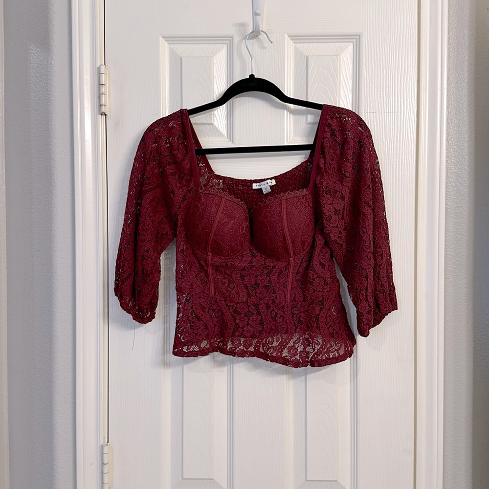 Red lacy corset top